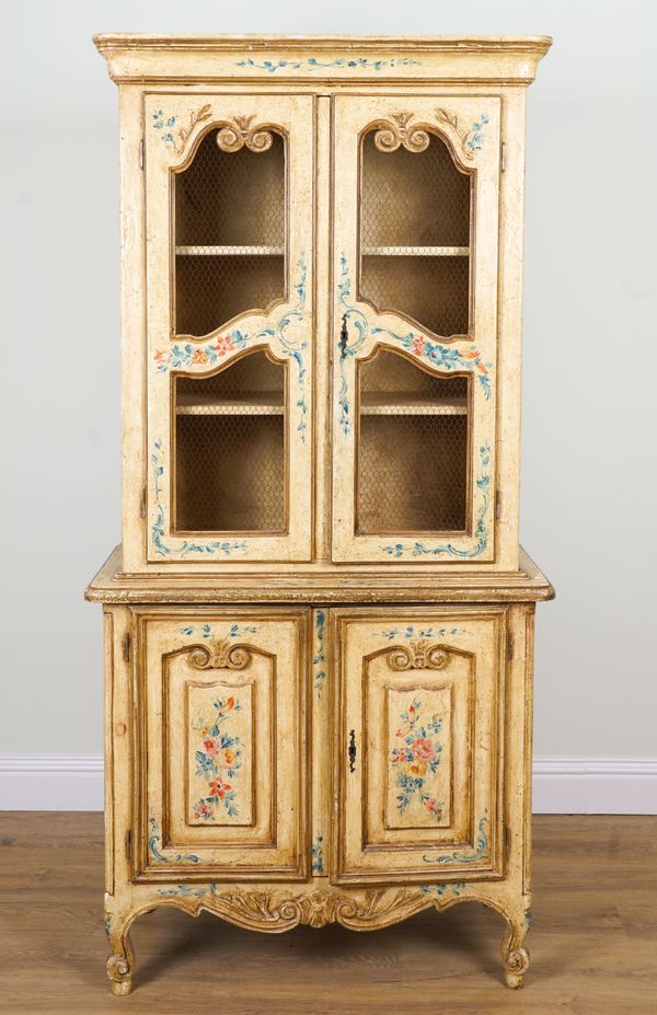 A FRENCH PROVINCIAL PAINTED SIDE CABINET