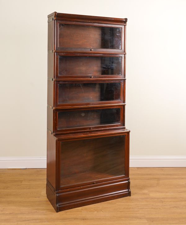 GLOBE-WERNICKE; A FIVE TIER MAHOGANY BOOKCASE