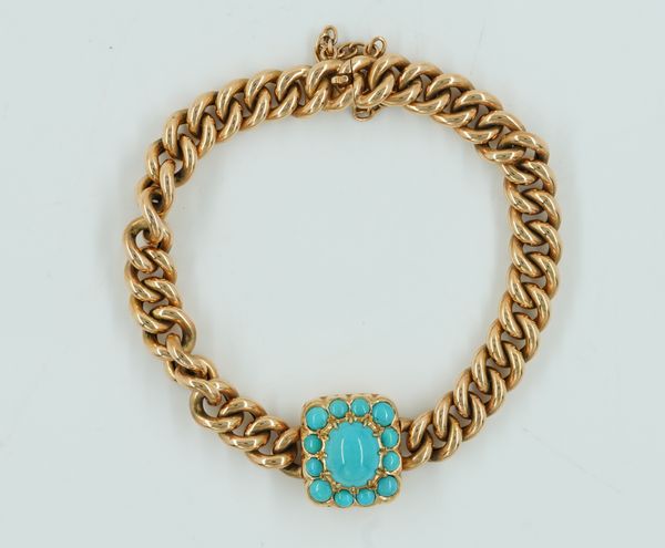 A TURQUOISE SET CURB BRACELET