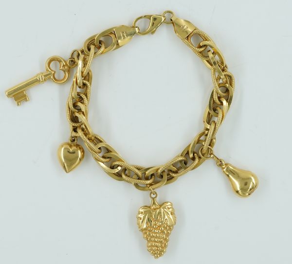 AN 18CT GOLD CHARM BRACELET