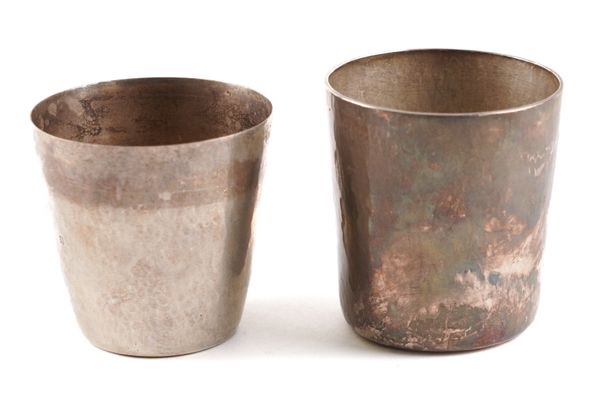 TWO SILVER TUMBLERS (2)