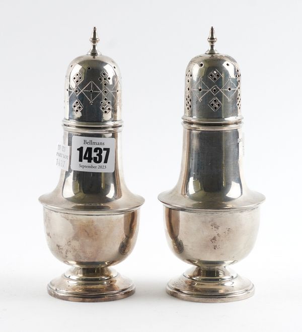 A PAIR OF SILVER SUGAR CASTERS (2)