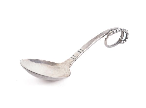 A GEORG JENSEN SILVER PRESERVE SPOON