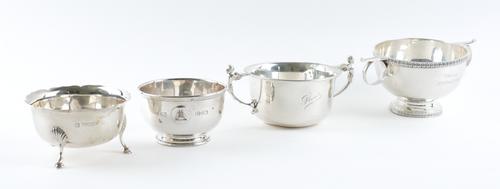 FOUR SILVER BOWLS (4)