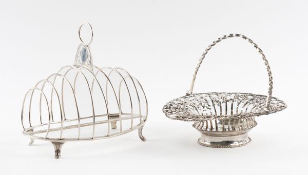 A SILVER TOASTRACK AND A SILVER EPERGNE BASKET (2)