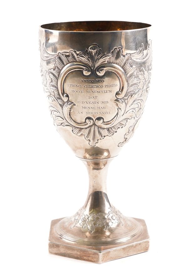 A GEORGE III SILVER TROPHY GOBLET