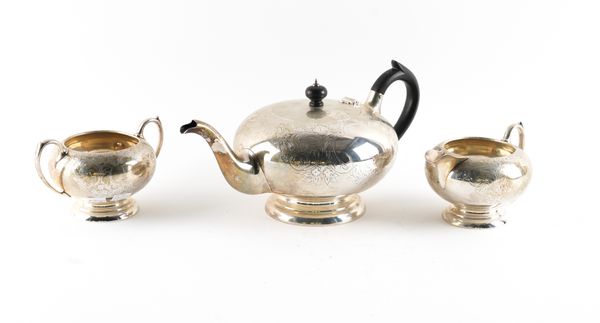 A BIRKS STERLING THREE PIECE TEA SET (3)