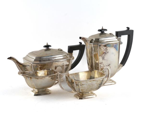 A SILVER FOUR PIECE TEA SET (4)