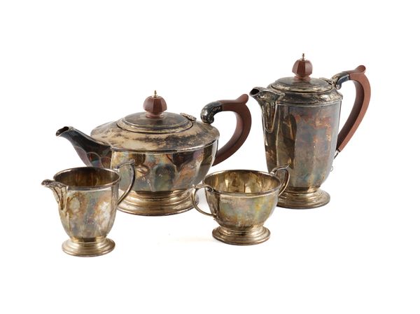 A SILVER FOUR PIECE TEA SET