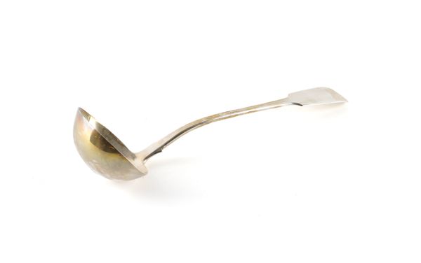 A SILVER FIDDLE PATTERN SOUP LADLE