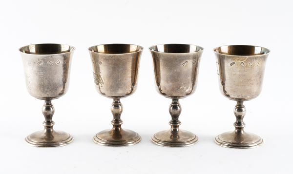 TWO PAIRS OF SILVER WINE GOBLETS (4)