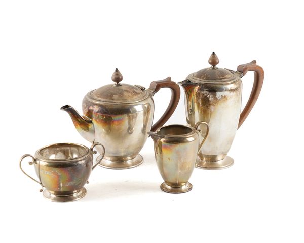 A SILVER FOUR PIECE TEA SET (4)