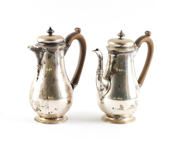 A SILVER TWO PIECE CAFE AU LAIT SET, (2)