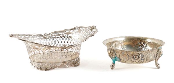 A SILVER BONBON DISH AND A SILVER BOWL (2)