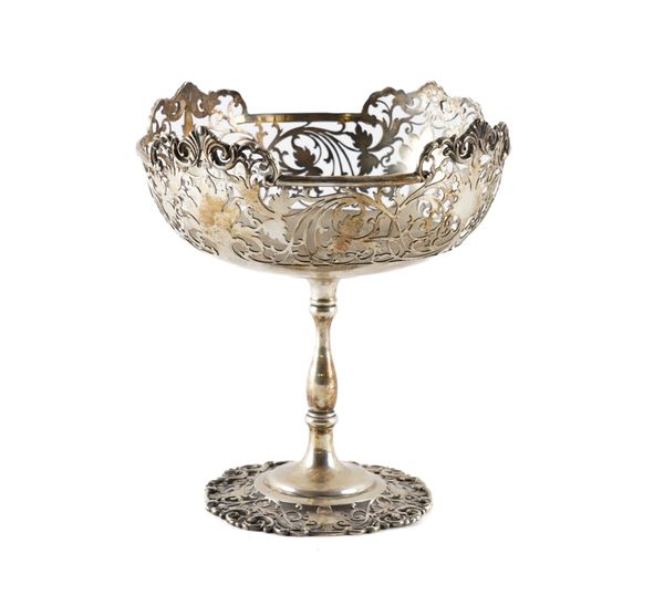 A SILVER PEDESTAL BONBON BOWL