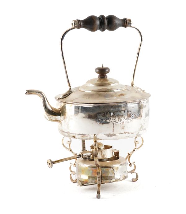 A SILVER SPIRIT KETTLE AND STAND