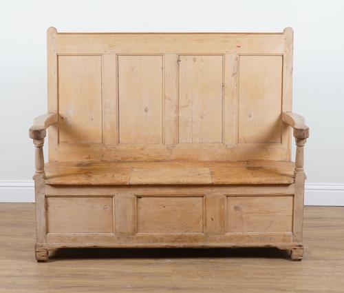 A VICTORIAN PINE SETTLE