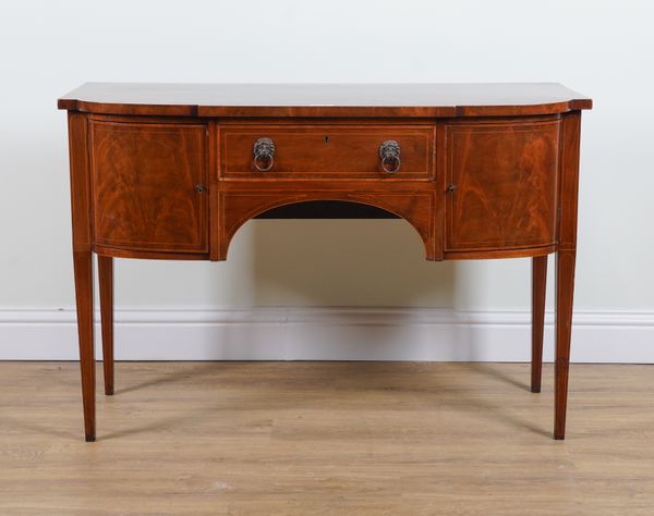 A GEORGE III INLAID MAHOGANY BOWFRONT SIDEBOARD