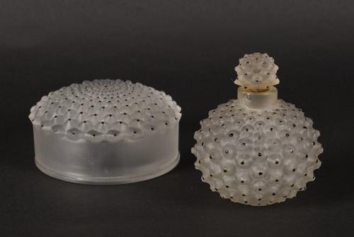 `CACTUS' A LALIQUE FROSTED GLASS PERFUME BOTTLE AND STOPPER WITH ENAMELLED HIGHLIGHTS