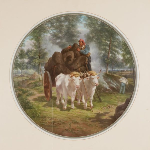 A LARGE HARVEY ADAMS & CO. CIRCULAR PORCELAIN PLAQUE