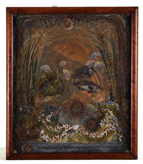 TWO LATE VICTORIAN CUT-OUT COLLAGE AND GOUACHE PICTURES: ‘UNDER THE SEA’ AND ‘THE SECRET GARDEN’ (2)