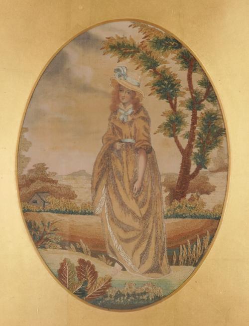 A REGENCY SILKWORK PORTRAIT OF A LADY