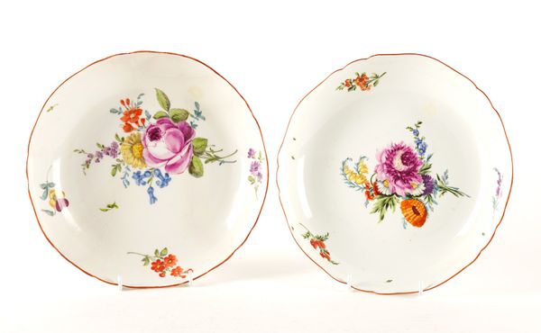 TWO SIMILAR MEISSEN SHALLOW BOWLS (2)