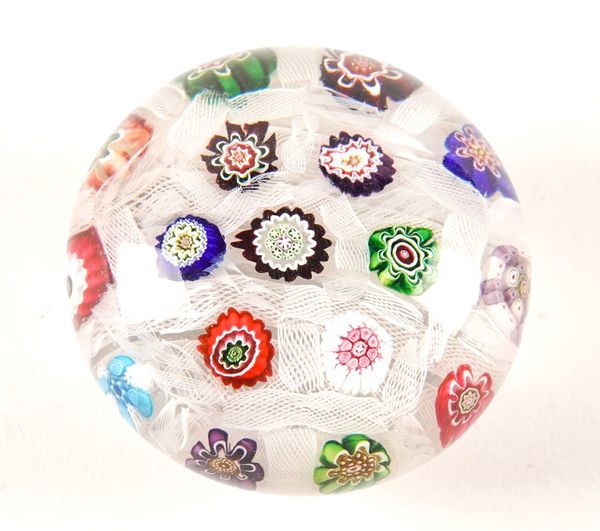 A CLICHY SPACED MILLEFIORI PAPERWEIGHT