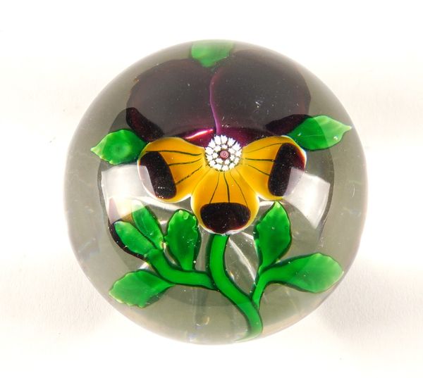 A BACCARAT PANSY PAPERWEIGHT