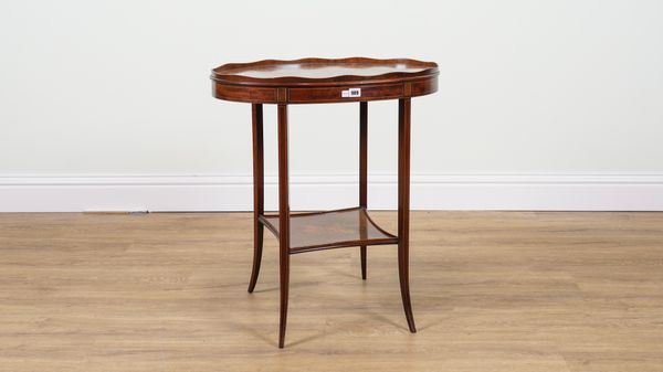 AN EDWARDIAN OVAL FLORAL MARQUETRY INLAID MAHOGANY OCCASIONAL TABLE