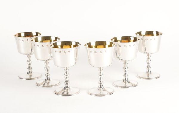 A SET OF SIX SILVER GOBLETS