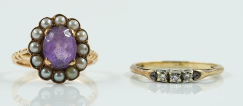 TWO GOLD AND GEM SET RINGS (2)