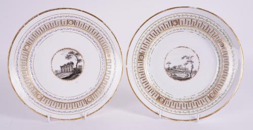 TWO RUSSIAN PORCELAIN PLATES FROM THE SERVICE SERVICE OF THE GRAND DUKE PAUL PETROVICH