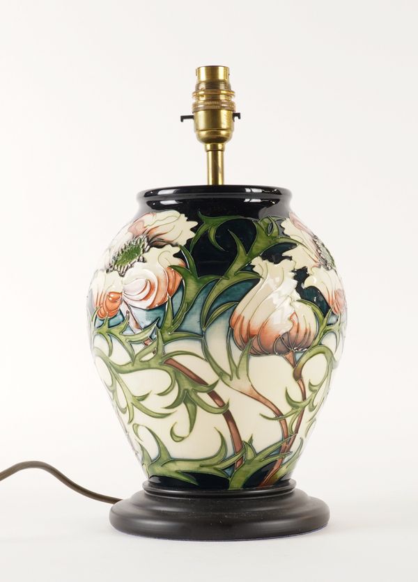 A MOORCROFT `WINDFLOWER' PATTERN LAMP BASE