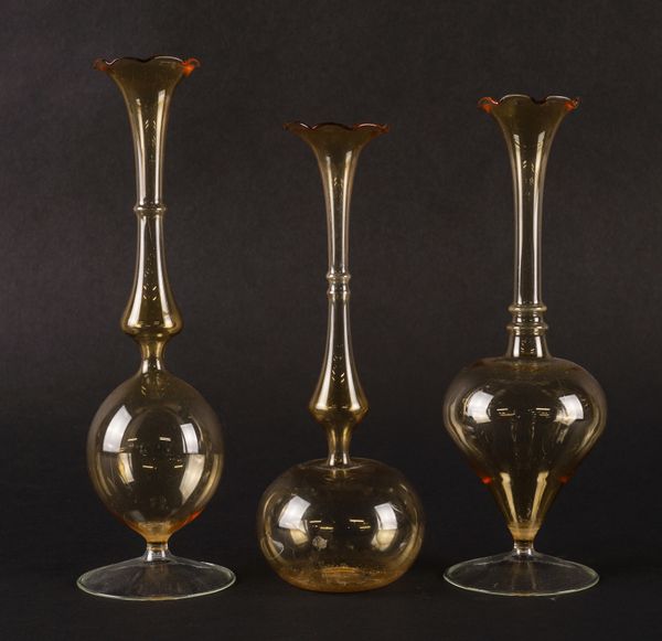 THREE RARE LAUSCHA GLASS VASES (3)