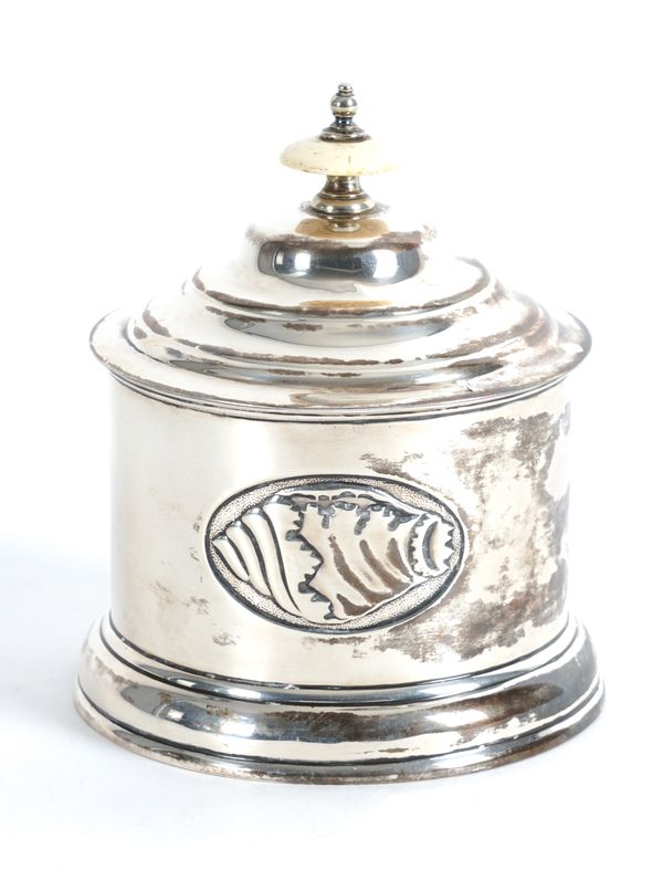 A SILVER TEA CADDY