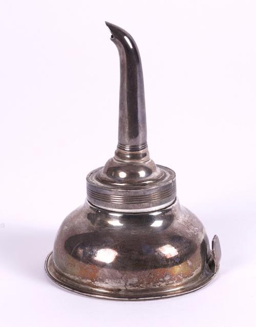 A GEORGE III SILVER WINE FUNNEL