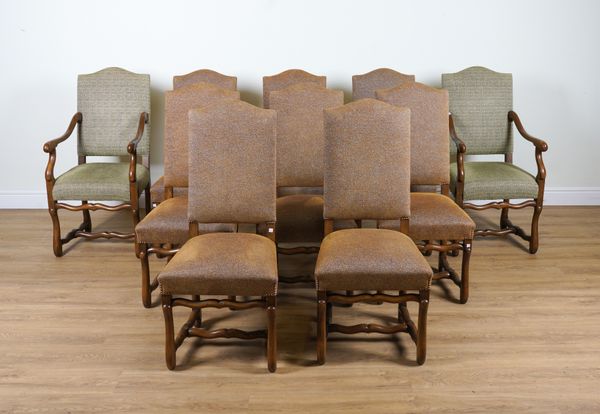 A SET OF TEN FRENCH PROVINCIAL STYLE HIGH HUMP BACK DINING CHAIRS (10)