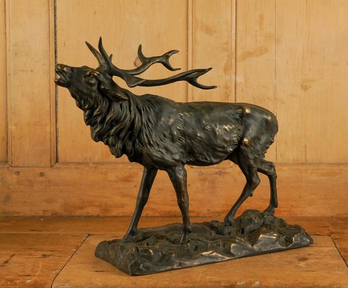 AFTER PIERRE-JULES MENE: A BRONZE MODEL OF A STAG