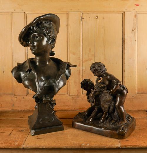 AFTER DUTRION: A BRONZED BUST OF 'LA CANOTIERE' (2)