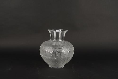 A LALIQUE CRYSTAL CLEAR AND FROSTED `GHARDAIA' VASE