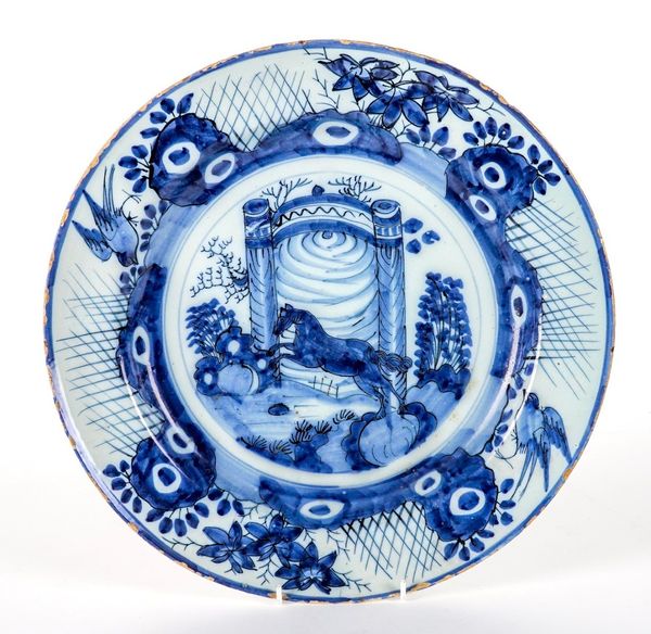 A DUTCH DELFT BLUE AND WHITE CHARGER