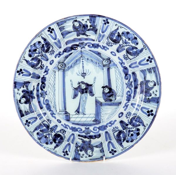 A DUTCH DELFT BLUE AND WHITE CHARGER