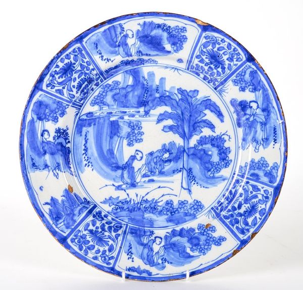 A FAYENCE BLUE AND WHITE DISH