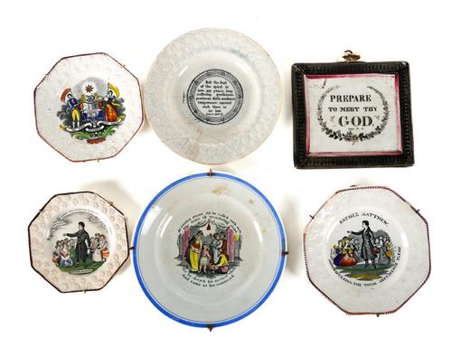 THREE POTTERY `TEMPERANCE' NURSERY PLATES