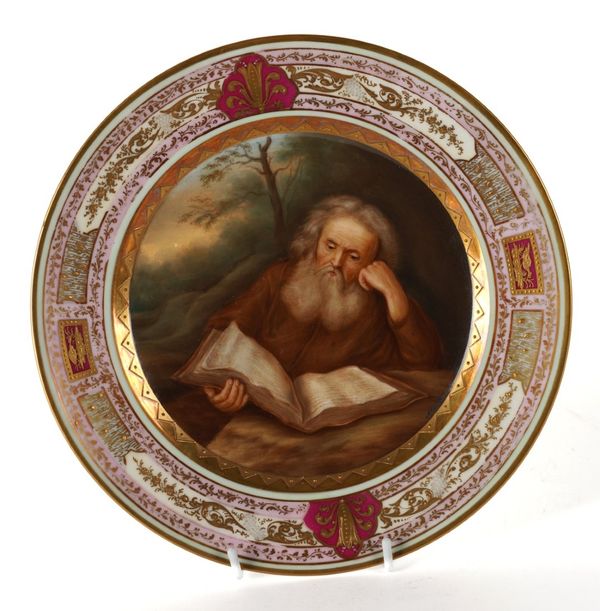 A VIENNA-STYLE PORCELAIN PLATE,  `EREMIT'