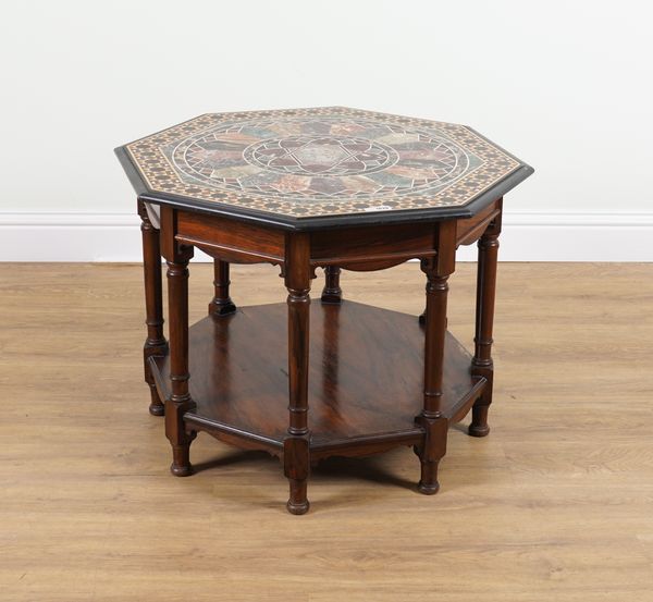 A 20TH CENTURY OCTAGONAL SPECIMEN MARBLE MOUNTED OCCASIONAL TABLE