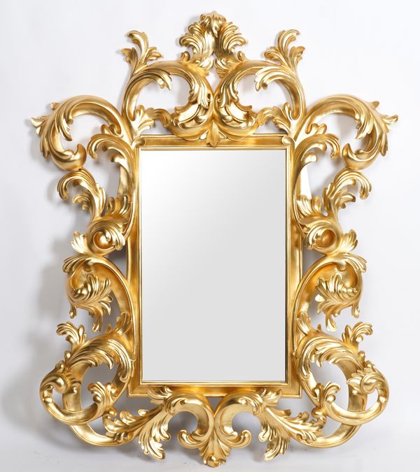 CHRISTOPHER GUY; A PAIR OF GOLD PAINTED RECTANGULAR WALL MIRRORS (2)