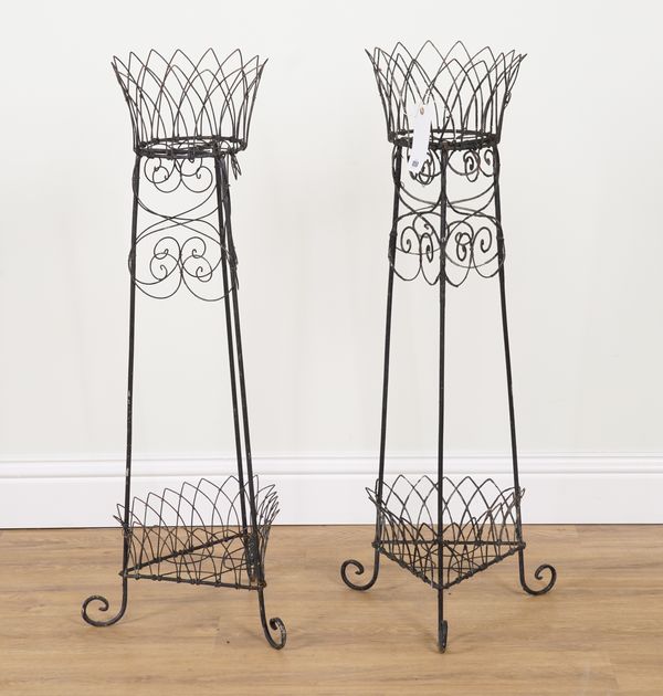 A PAIR OF WIRE WORK PLANTERS (2)