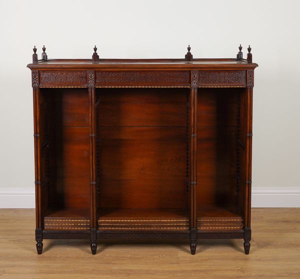 A MAHOGANY OPEN BOOKCASE